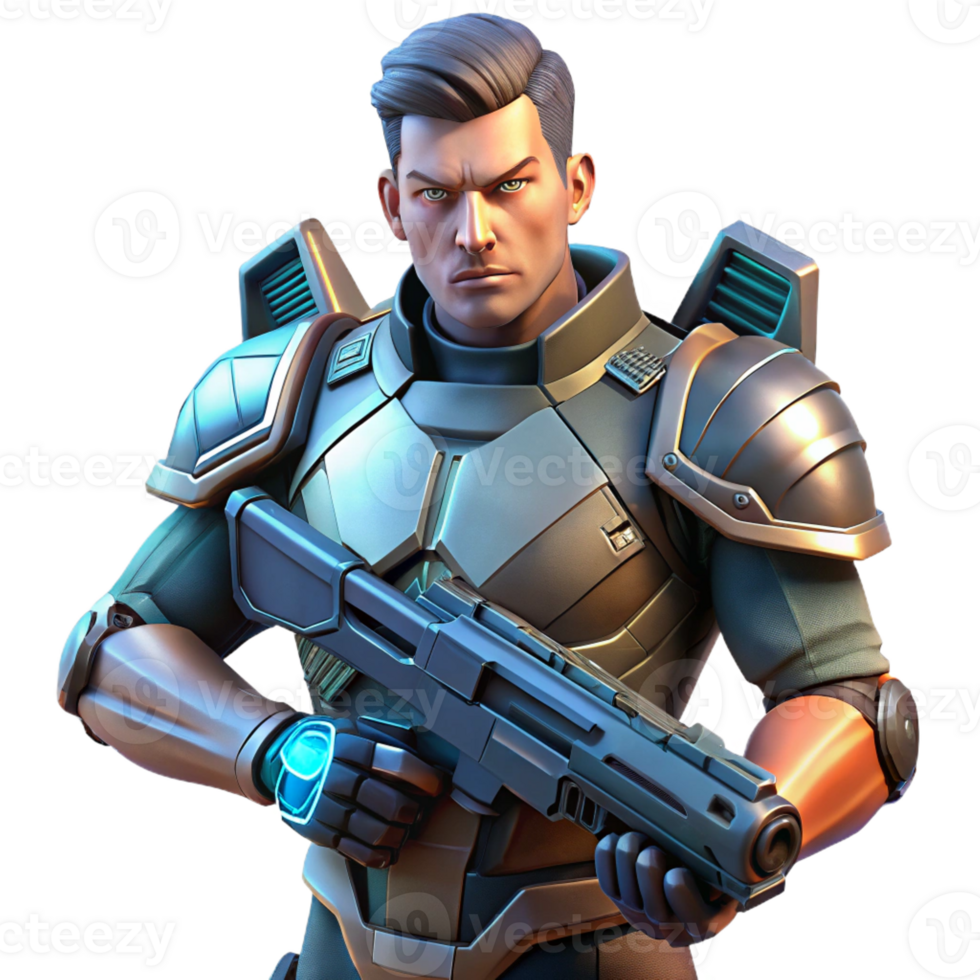 wonderful traditional Portrait of a Futuristic Soldier in Power high resolution png