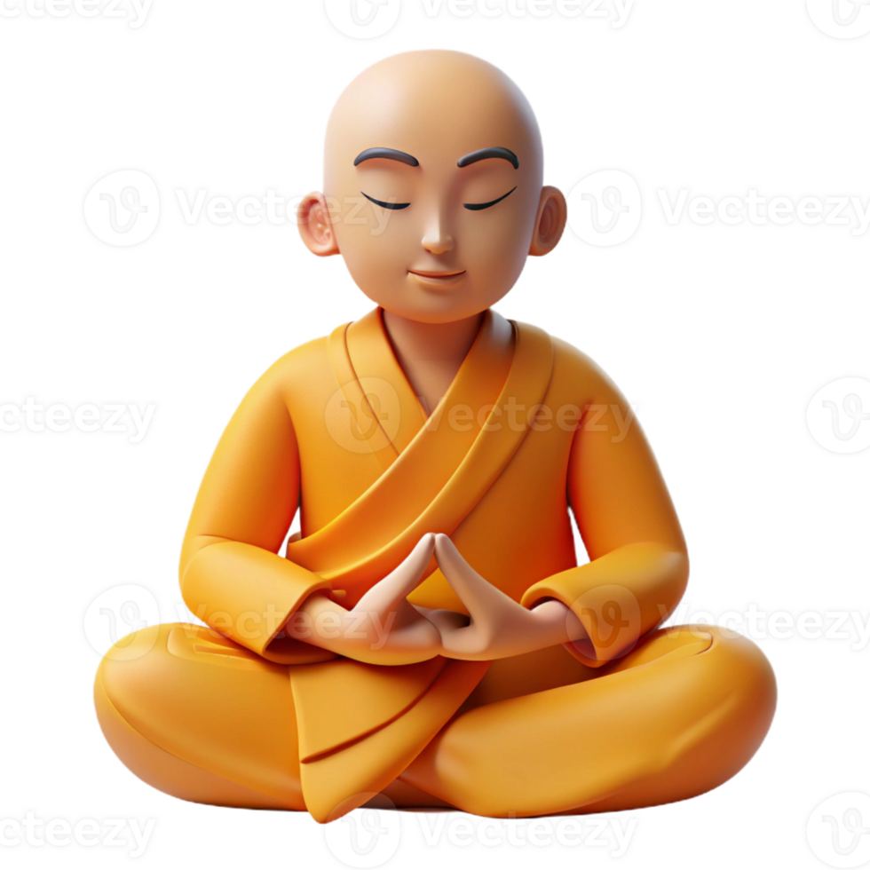 beautiful creative Portrait of a Serene Monk Meditating Sof detailed png