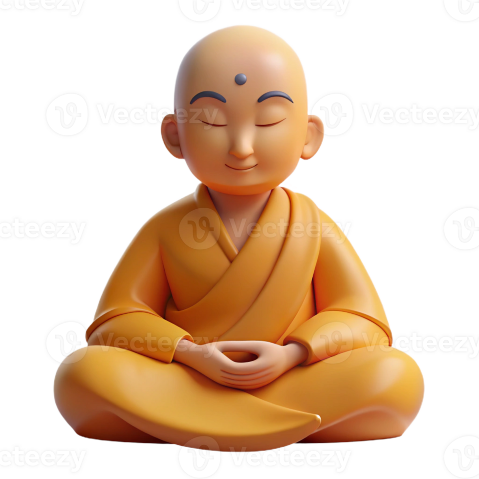 wonderful vintage Portrait of a Serene Monk Meditating Sof original png