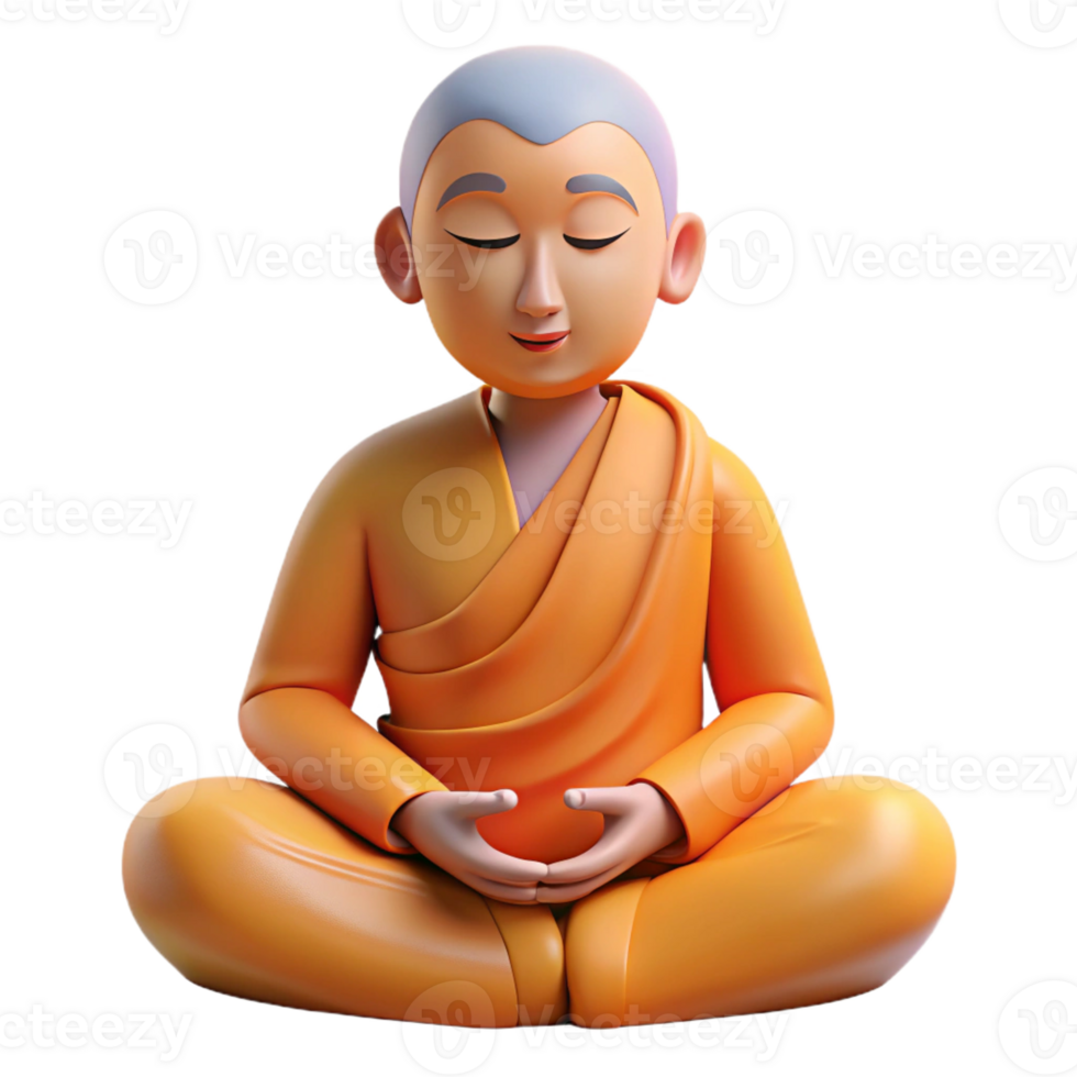 elegant artistic Portrait of a Serene Monk Meditating Sof original png