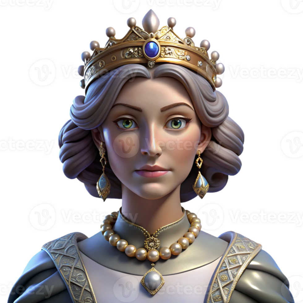 serene modern Portrait of a Regal Queen with a Jeweled H authentic png
