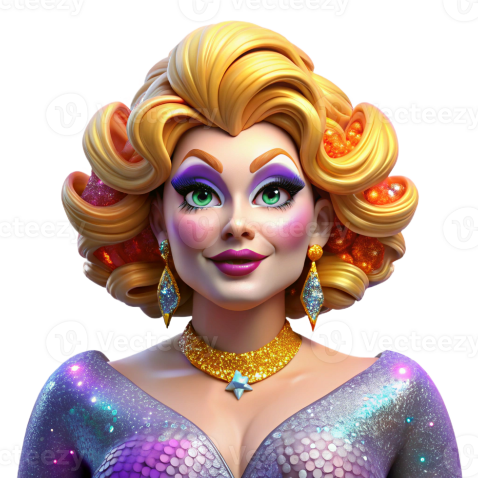 elegant rustic Portrait of a Glamorous Drag Queen With 4K png