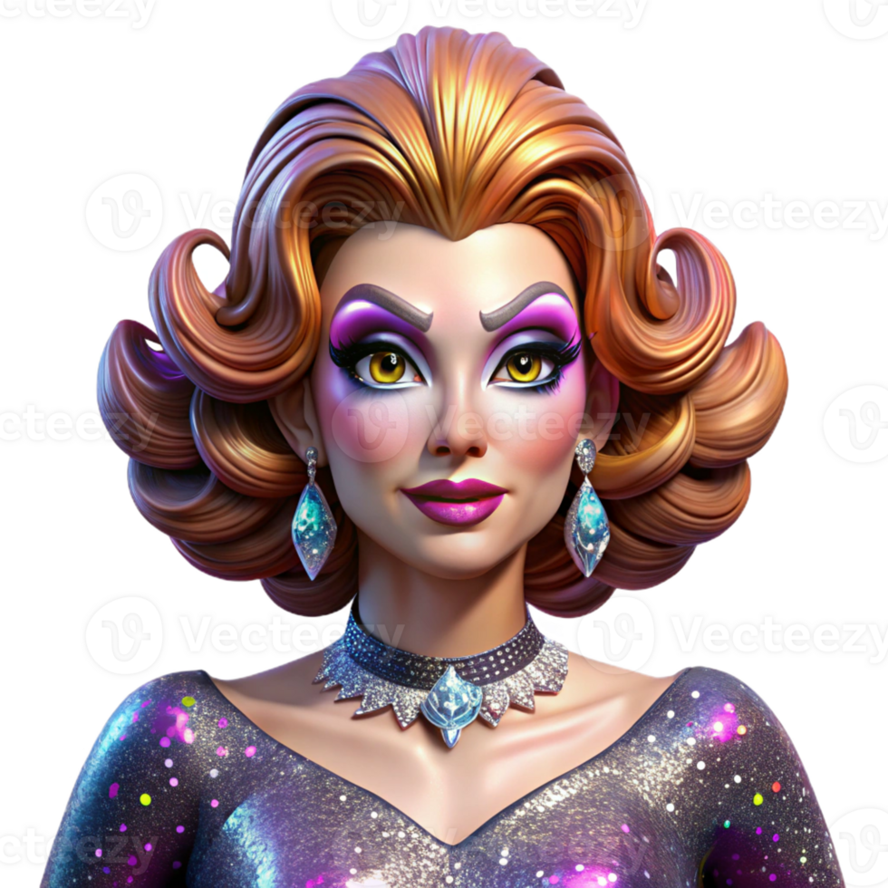 serene artistic Portrait of a Glamorous Drag Queen With genuine png