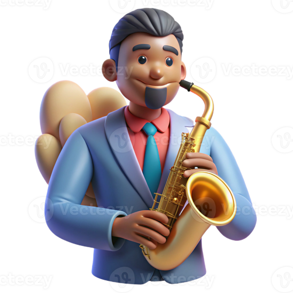 stunning vintage Portrait of a Soulful Musician with a Sax detailed png