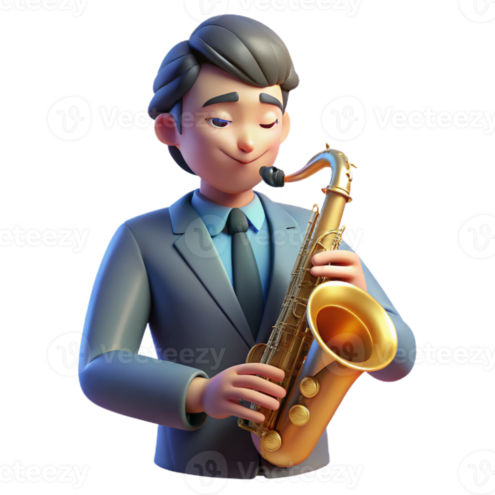dramatic abstract Portrait of a Soulful Musician with a Sax original png