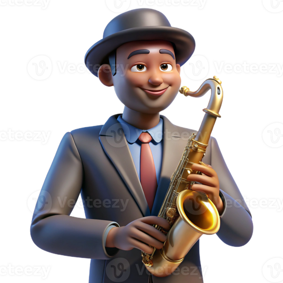 magnificent abstract Portrait of a Soulful Musician with a Sax authentic png