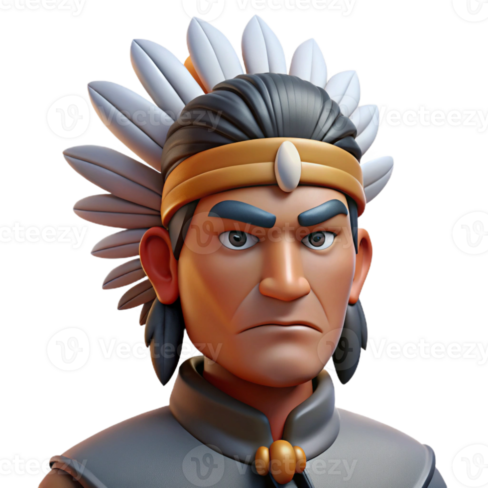 impressive modern Portrait of a Stoic Native American Chief exclusive png