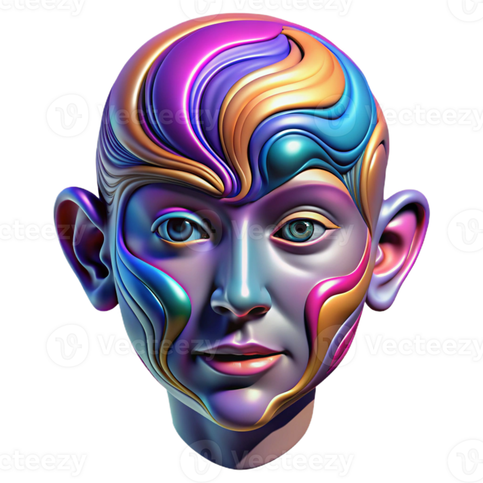 magnificent vintage Portrait of an Abstract Face with Swirli 4K png