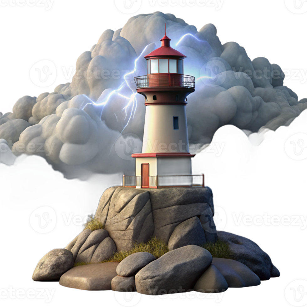 beautiful traditional A Lone Weathered Lighthouse Perched On 4K png