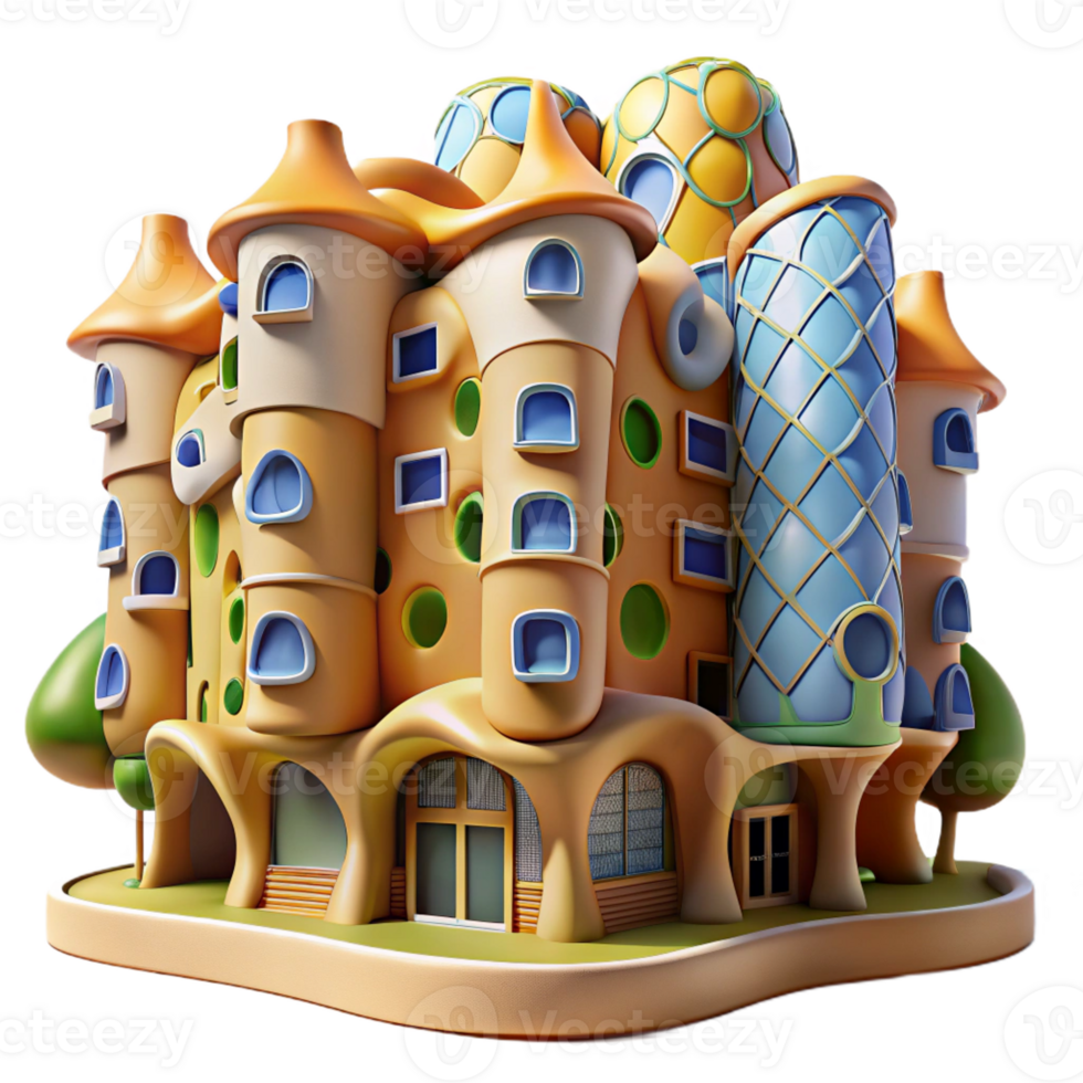 impressive modern Gaudi Inspired Apartment Building with O authentic png