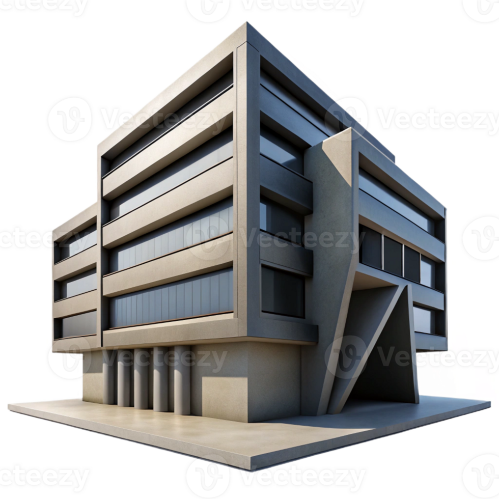 impressive contemporary Brutalist Concrete Office Building Star authentic png