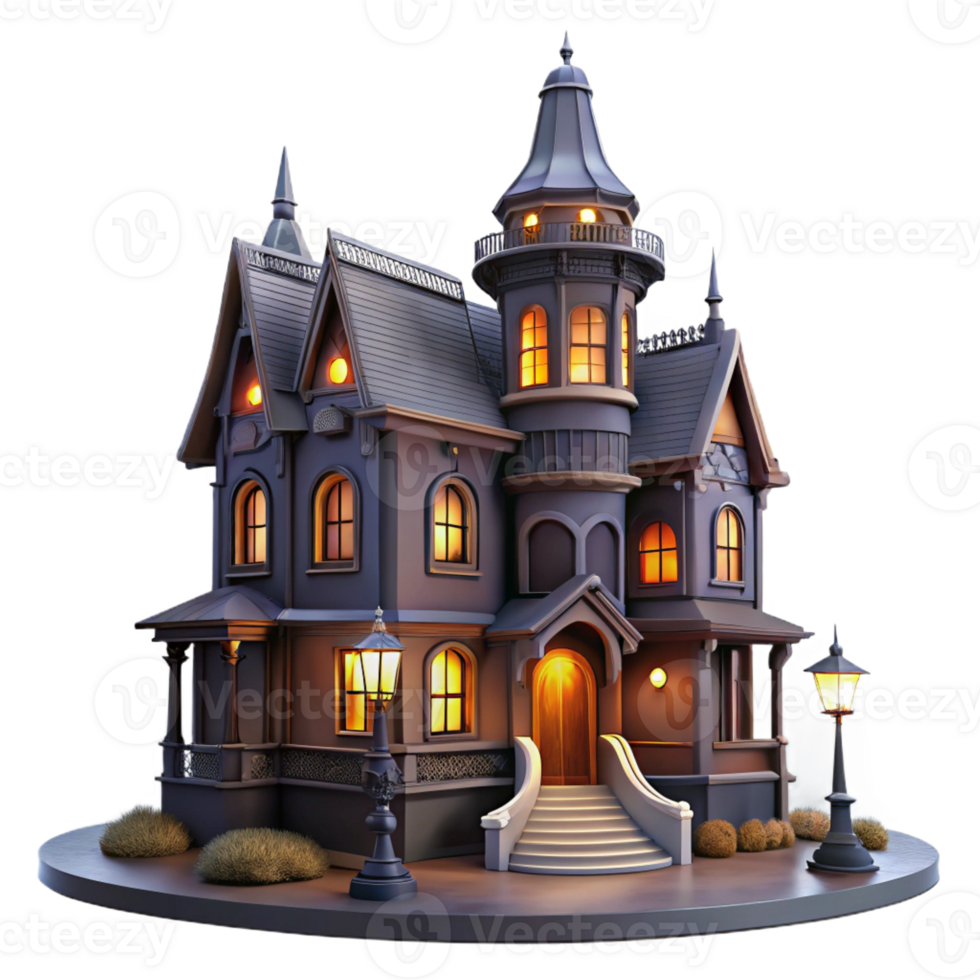 beautiful traditional Victorian Mansion with Ornate Gingerbread premium png
