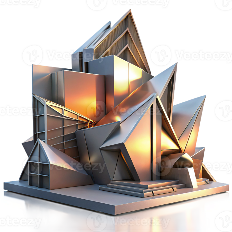 beautiful modern Deconstructivist Museum with Fragmented Fo authentic png
