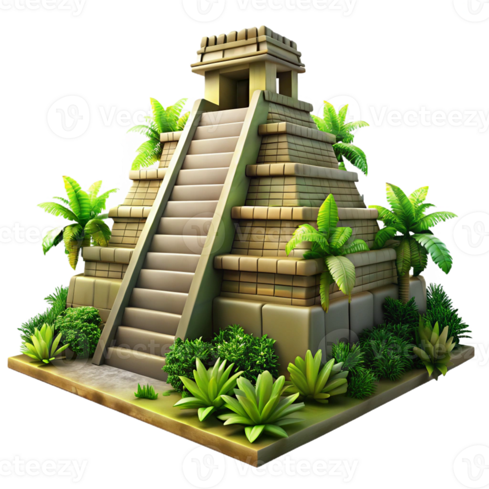 vibrant creative Ancient Mayan Pyramid Overgrown with Jung authentic png