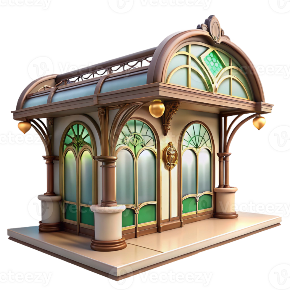 extraordinary abstract Art Nouveau Metro Station with Intricate professional png