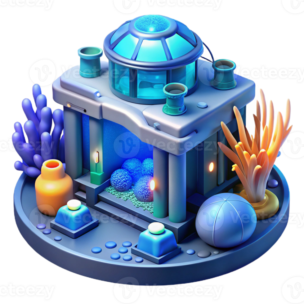 vibrant artistic Underwater Research Facility with Biolum exclusive png