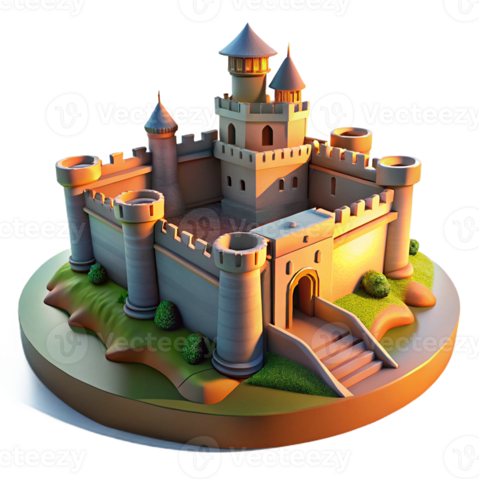 vibrant creative Medieval Castle on a Hilltop Surrounded B original png