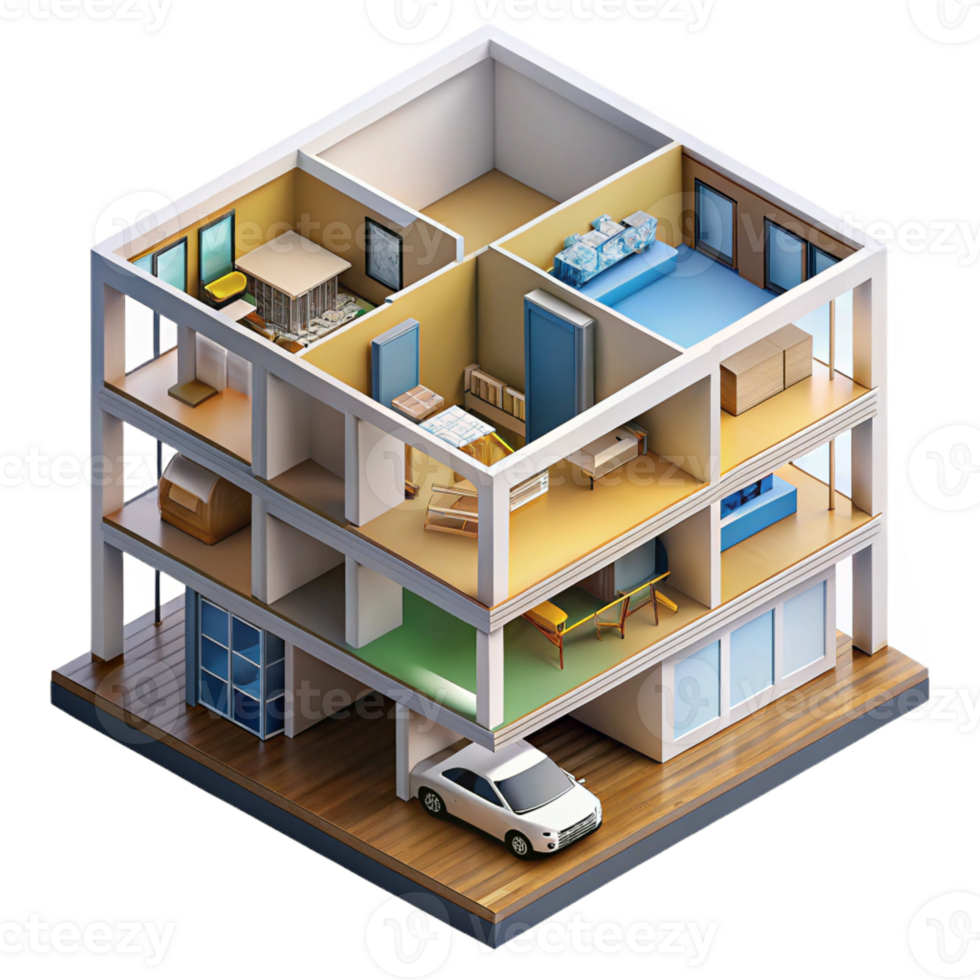 elegant creative Isometric Cutaway View of a Multi Story A genuine png