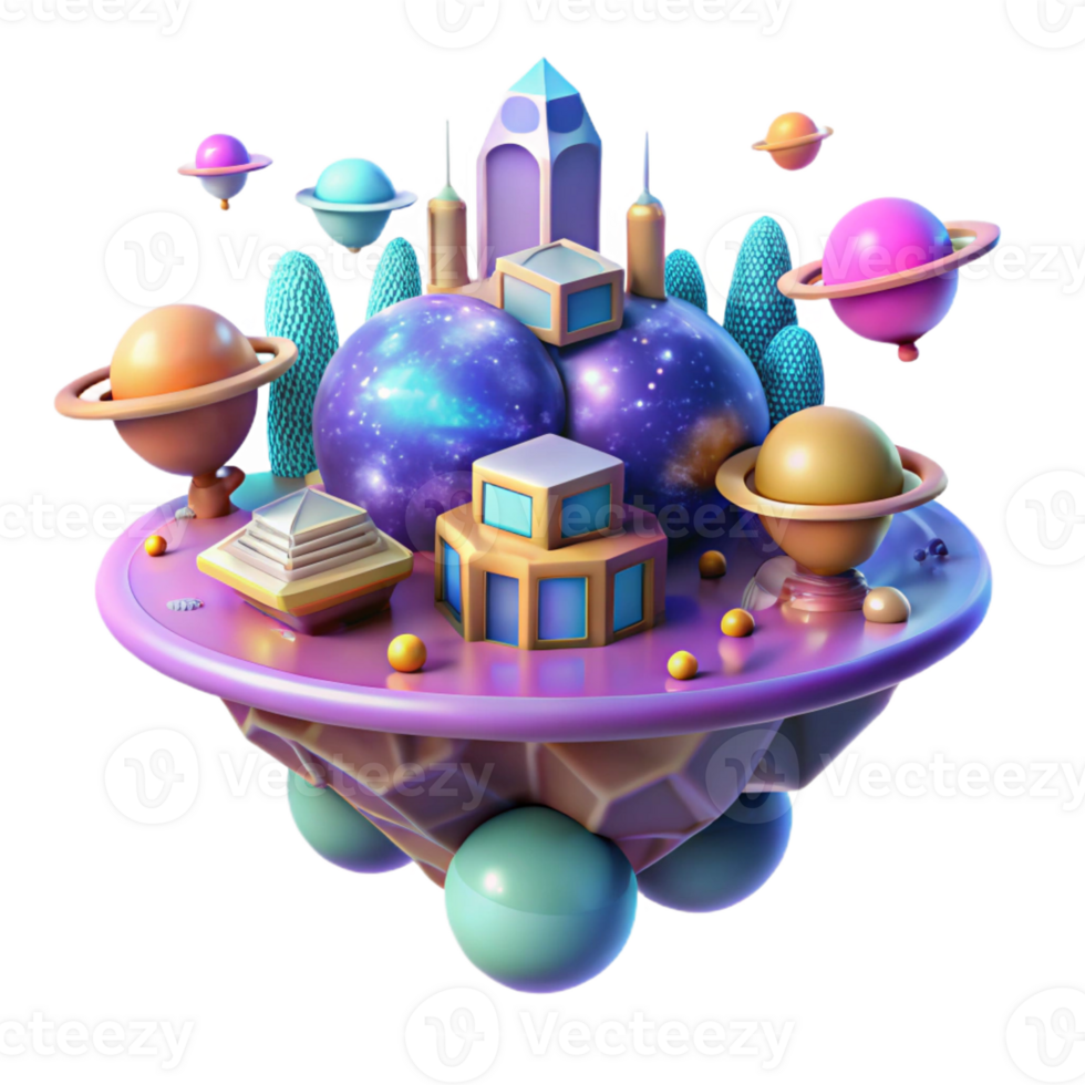 serene minimalist Floating City Amidst a Nebula Interconnec detailed png