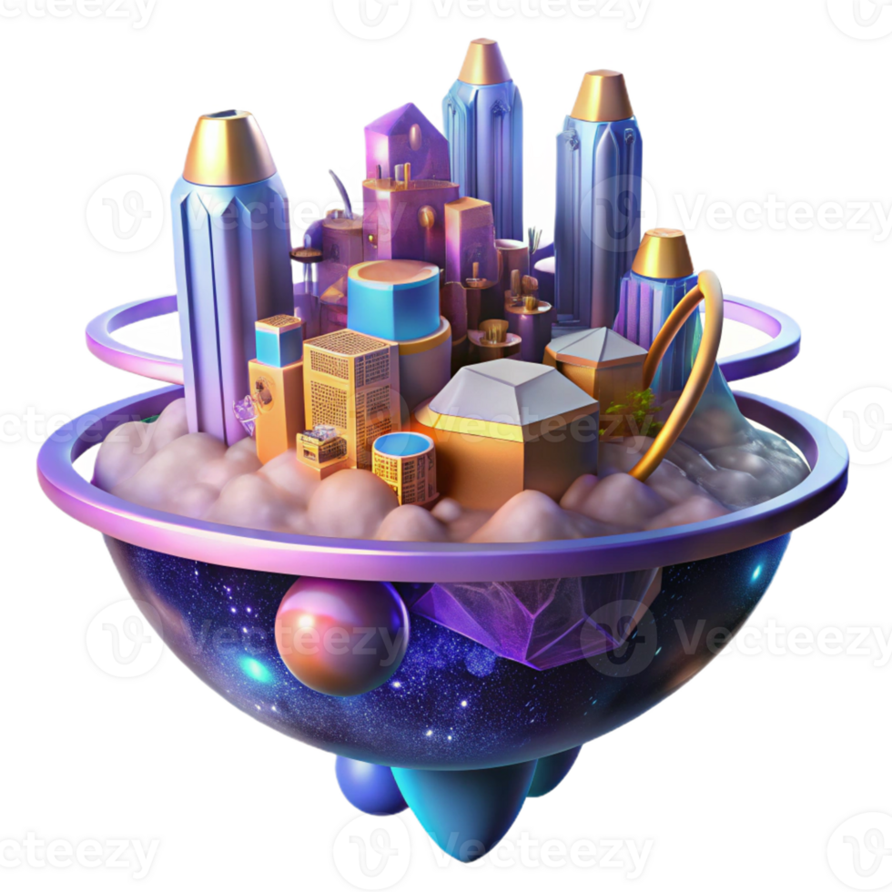 elegant abstract Floating City Amidst a Nebula Interconnec high resolution png