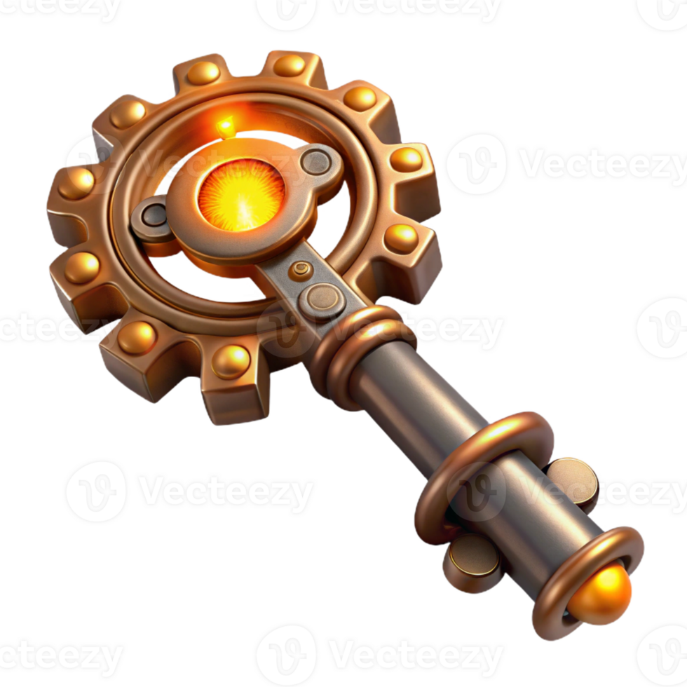 wonderful rustic Steampunk Key with Intricate Gears high resolution png