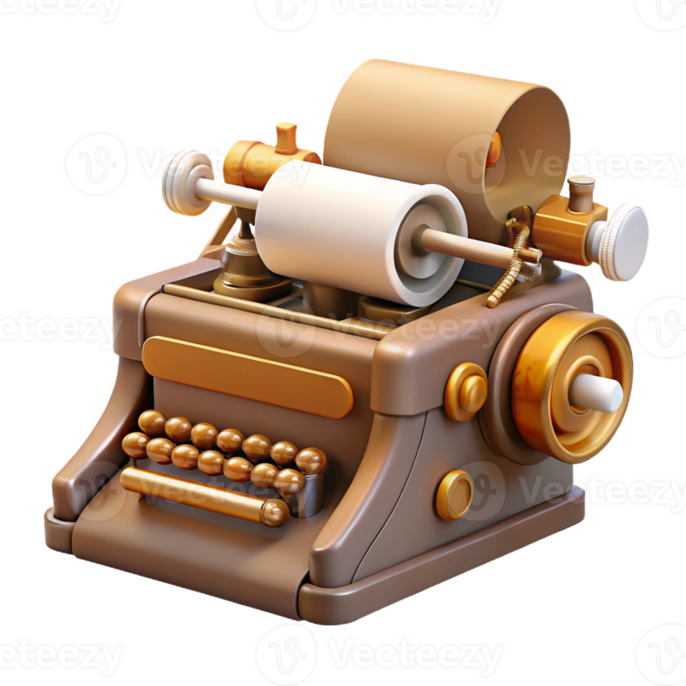 dramatic creative A Steampunk Typewriter with Intricate Keys detailed png