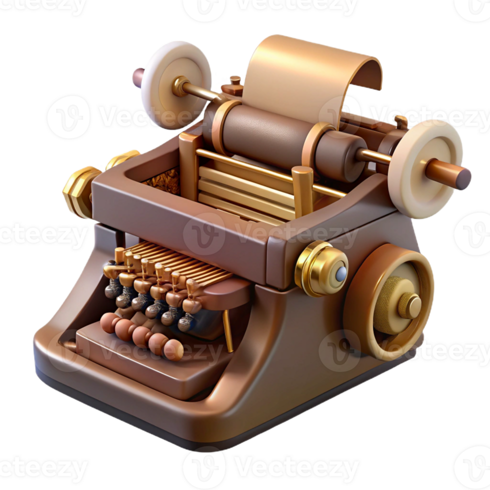 impressive artistic A Steampunk Typewriter with Intricate Keys exclusive png