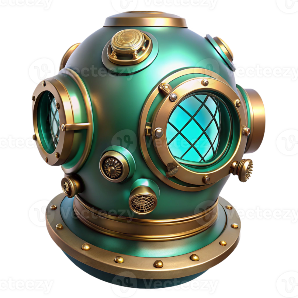 elegant creative A Steampunk Diving Helmet with Intricate detailed png