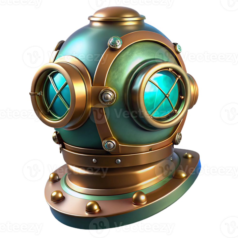 dramatic artistic A Steampunk Diving Helmet with Intricate authentic png