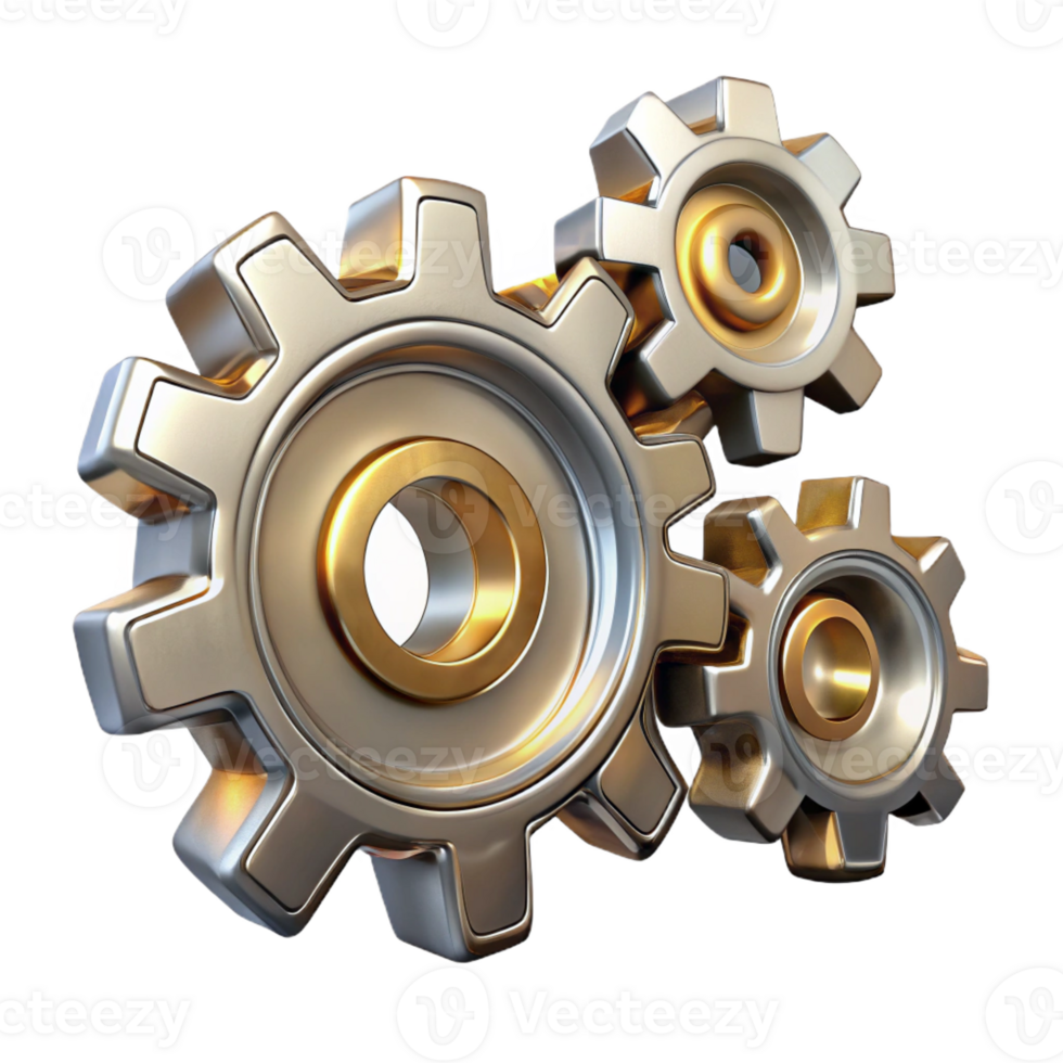 beautiful modern Interlocking Gears and Cogs Made of Light authentic png