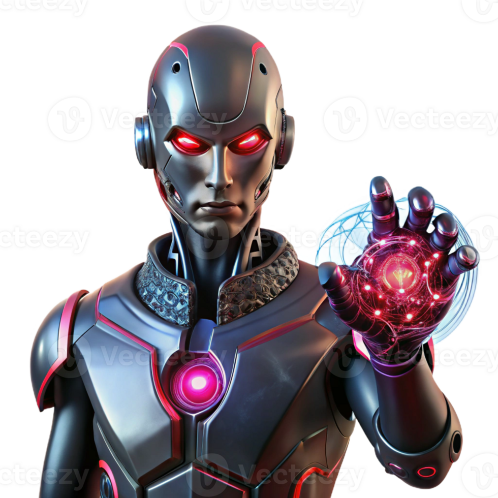 dramatic classic Cyborg with Crimson Eyes authentic png