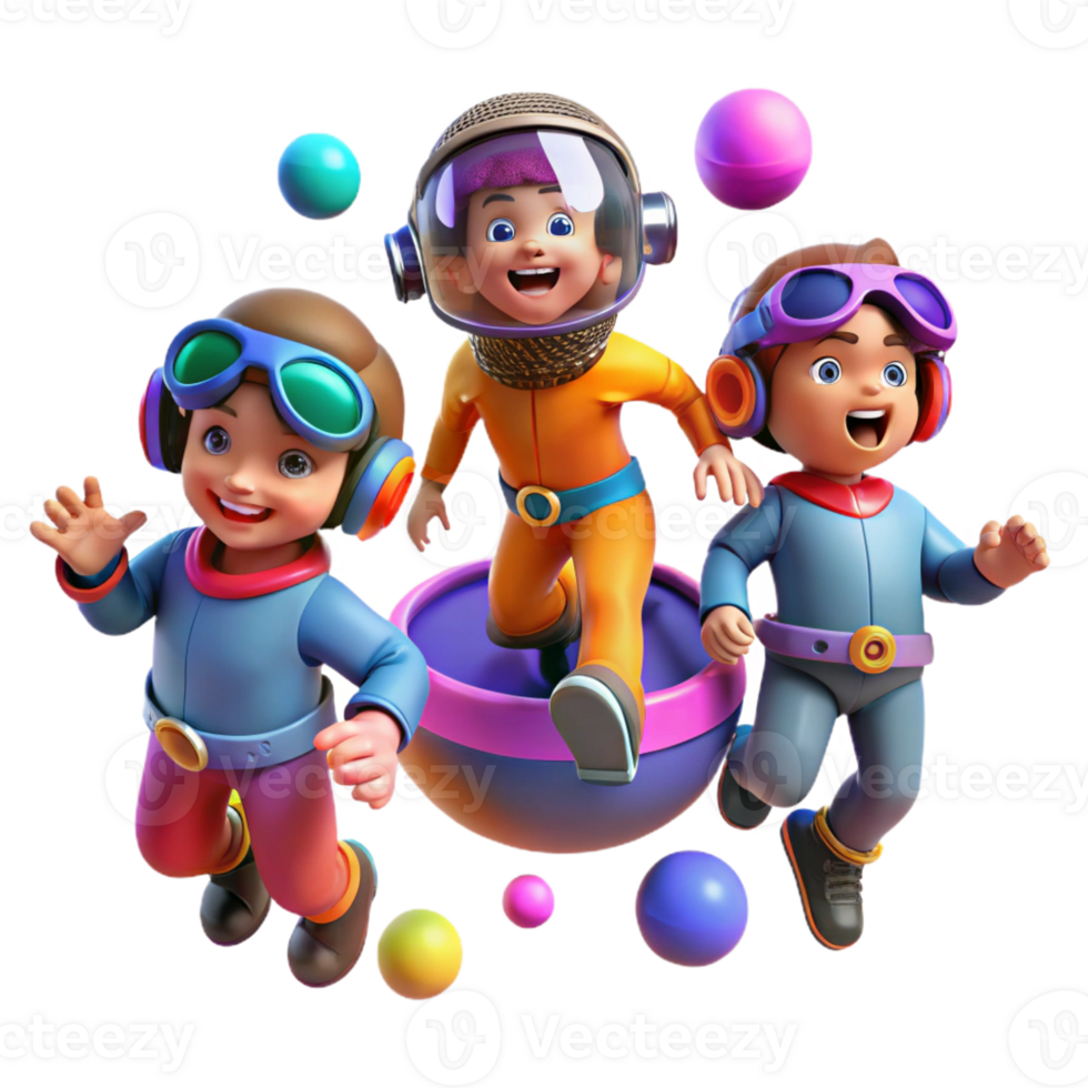 serene modern A Group of Children Wearing Futuristic C exclusive png