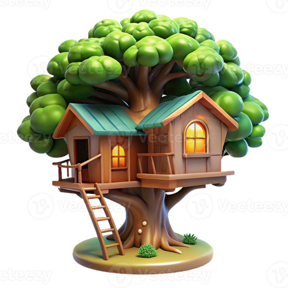 dramatic modern Treehouse in a Large Oak Tree authentic png