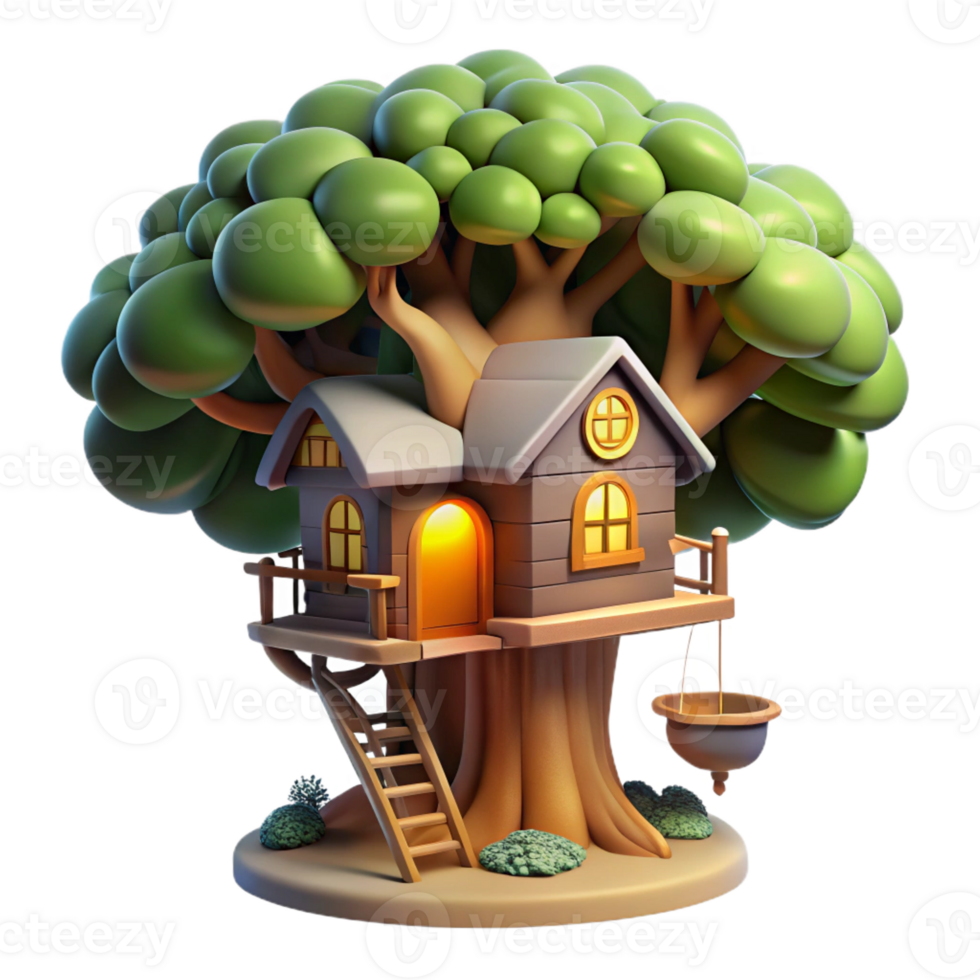 extraordinary creative Treehouse in a Large Oak Tree detailed png