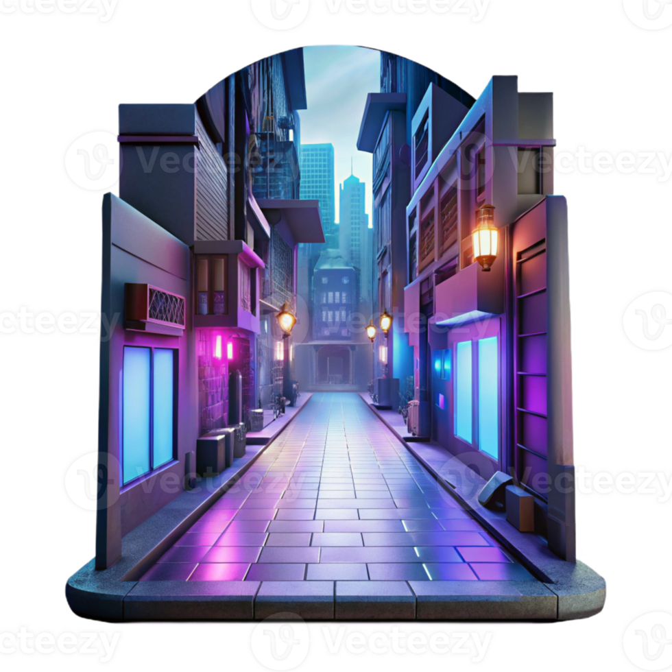 impressive artistic A Futuristic Cyberpunk Alleyway with Neo genuine png