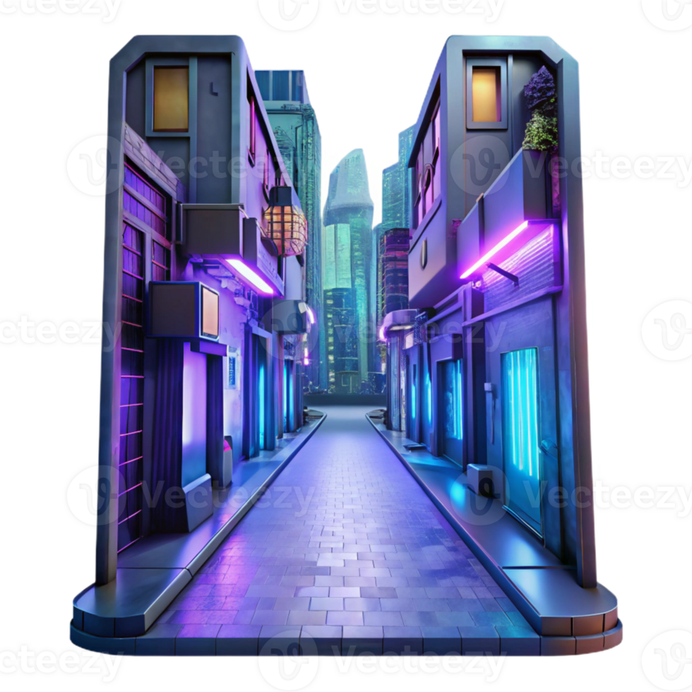 dramatic artistic A Futuristic Cyberpunk Alleyway with Neo authentic png
