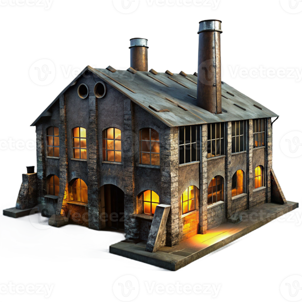 impressive traditional A Dilapidated Abandoned Factory with Brok 4K png