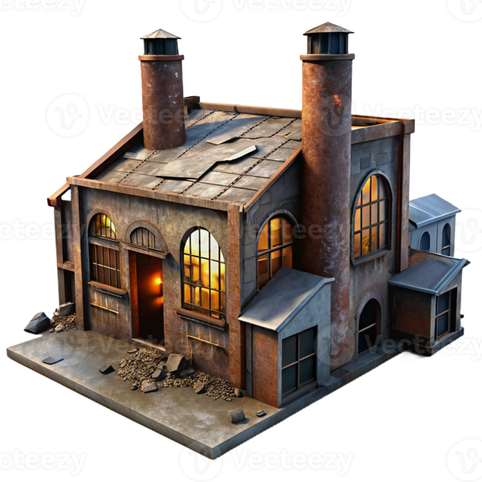 dramatic classic A Dilapidated Abandoned Factory with Brok exclusive png