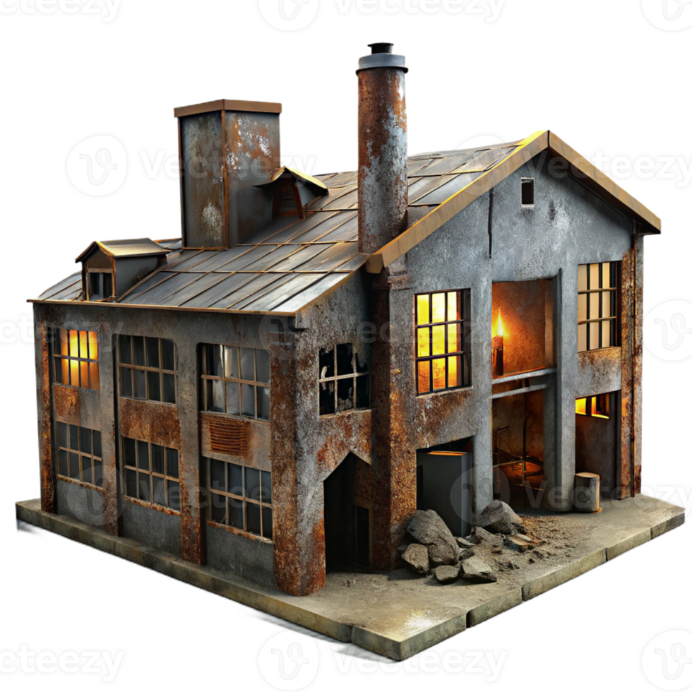 beautiful creative A Dilapidated Abandoned Factory with Brok high resolution png
