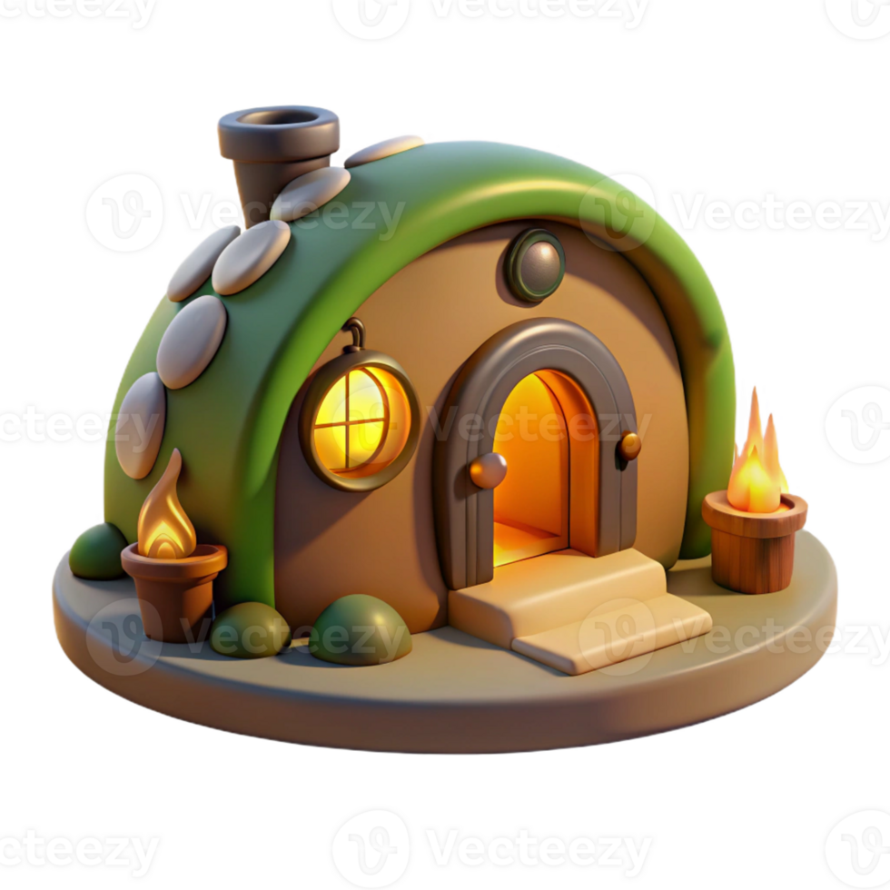 magnificent artistic A Cozy Hobbit Hole Built Into the Side O 4K png