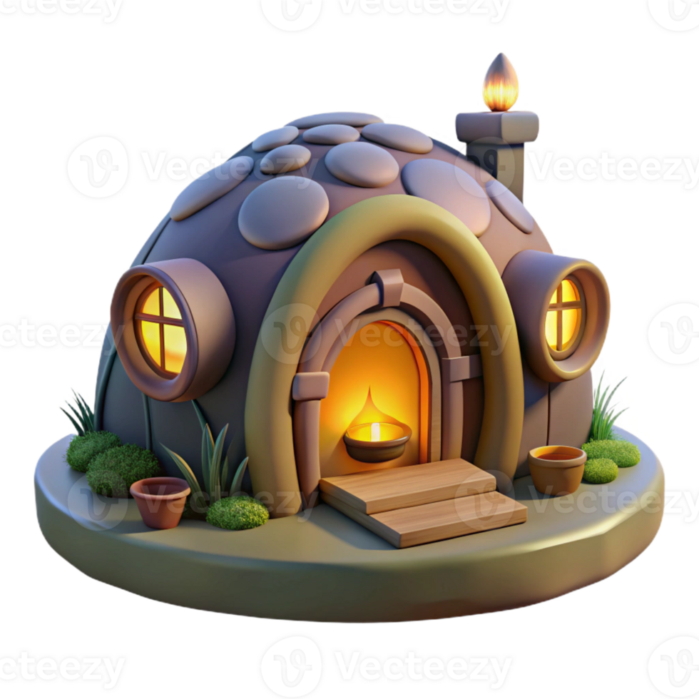 elegant vintage A Cozy Hobbit Hole Built Into the Side O original png