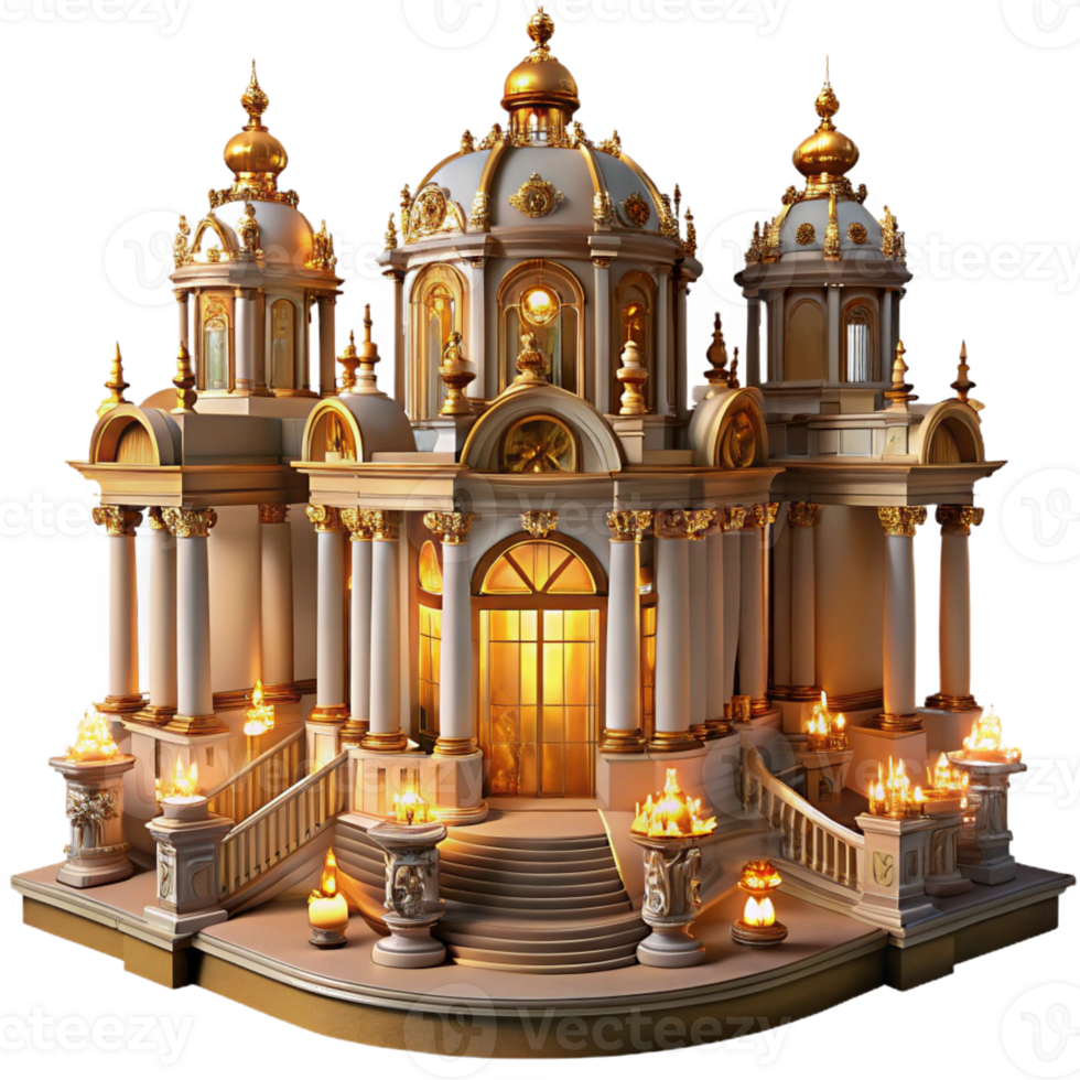 beautiful modern An Ornate Baroque Palace with Gilded Cei authentic png