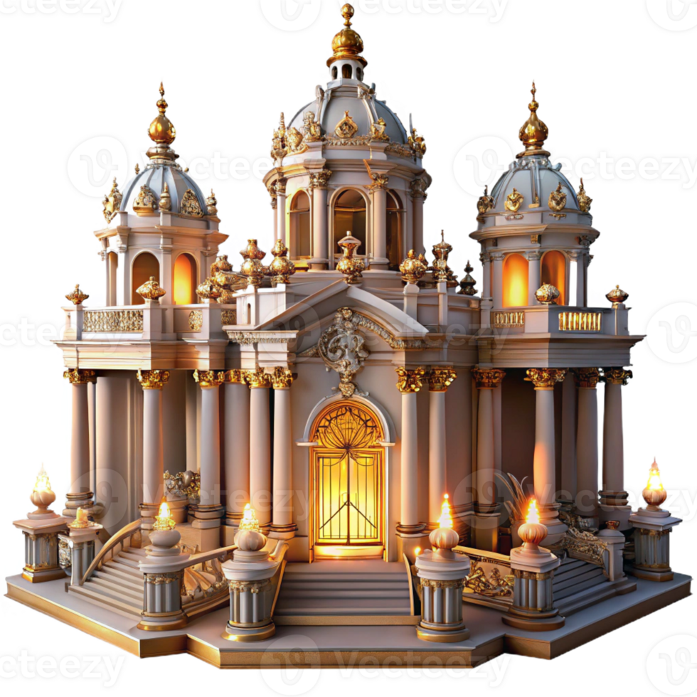 dramatic abstract An Ornate Baroque Palace with Gilded Cei genuine png