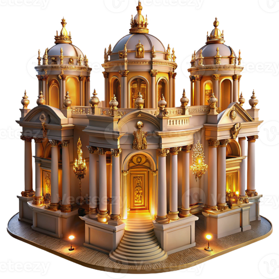 vibrant rustic An Ornate Baroque Palace with Gilded Cei 4K png