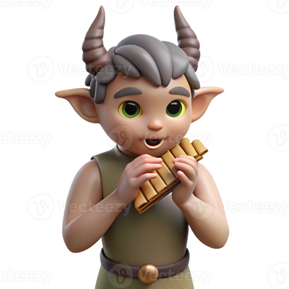 vibrant abstract Mischievous Satyr Playing Pan Flute genuine png