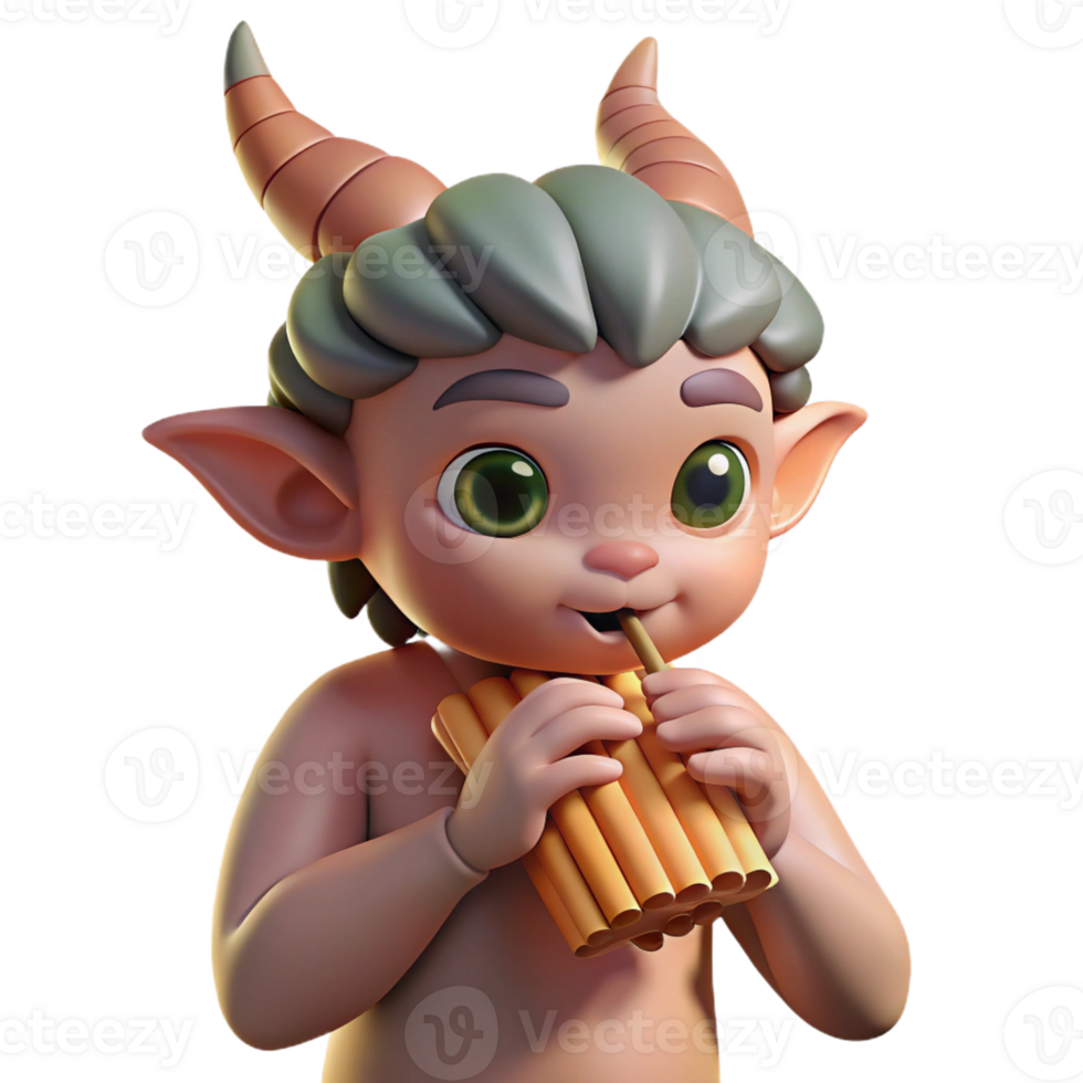 dramatic abstract Mischievous Satyr Playing Pan Flute 4K png