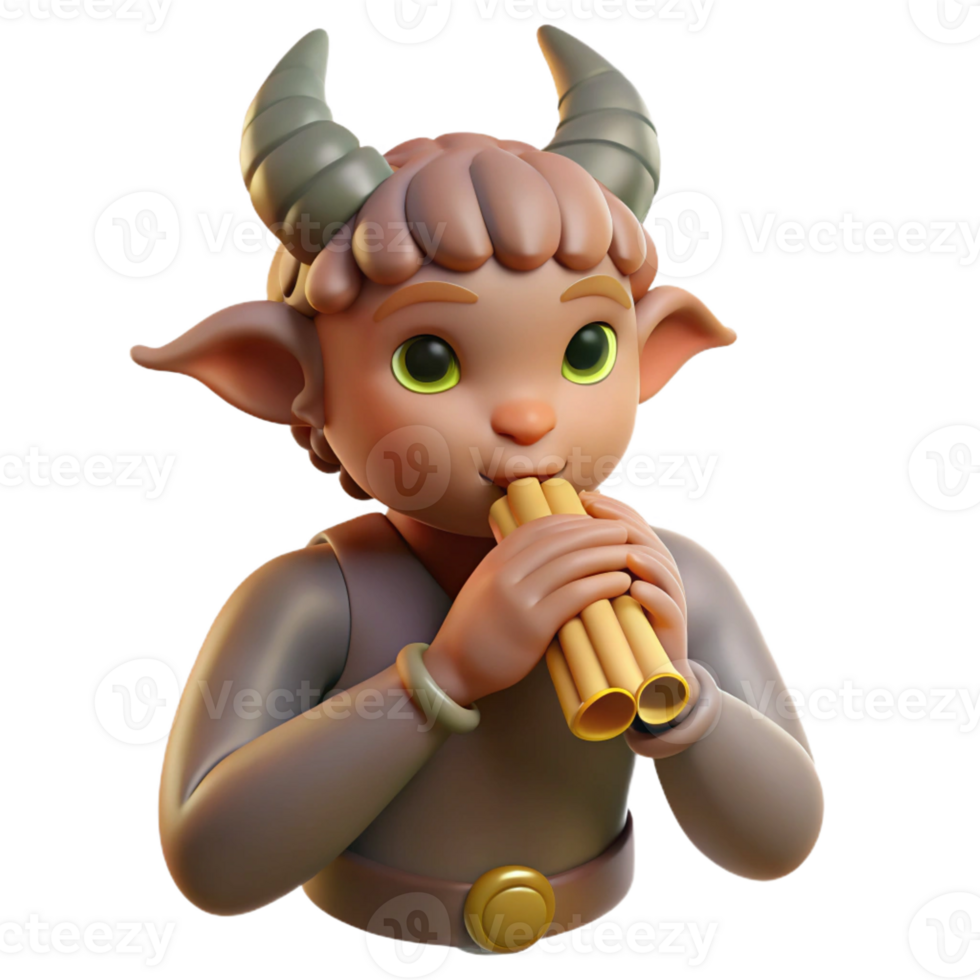 extraordinary traditional Mischievous Satyr Playing Pan Flute premium png