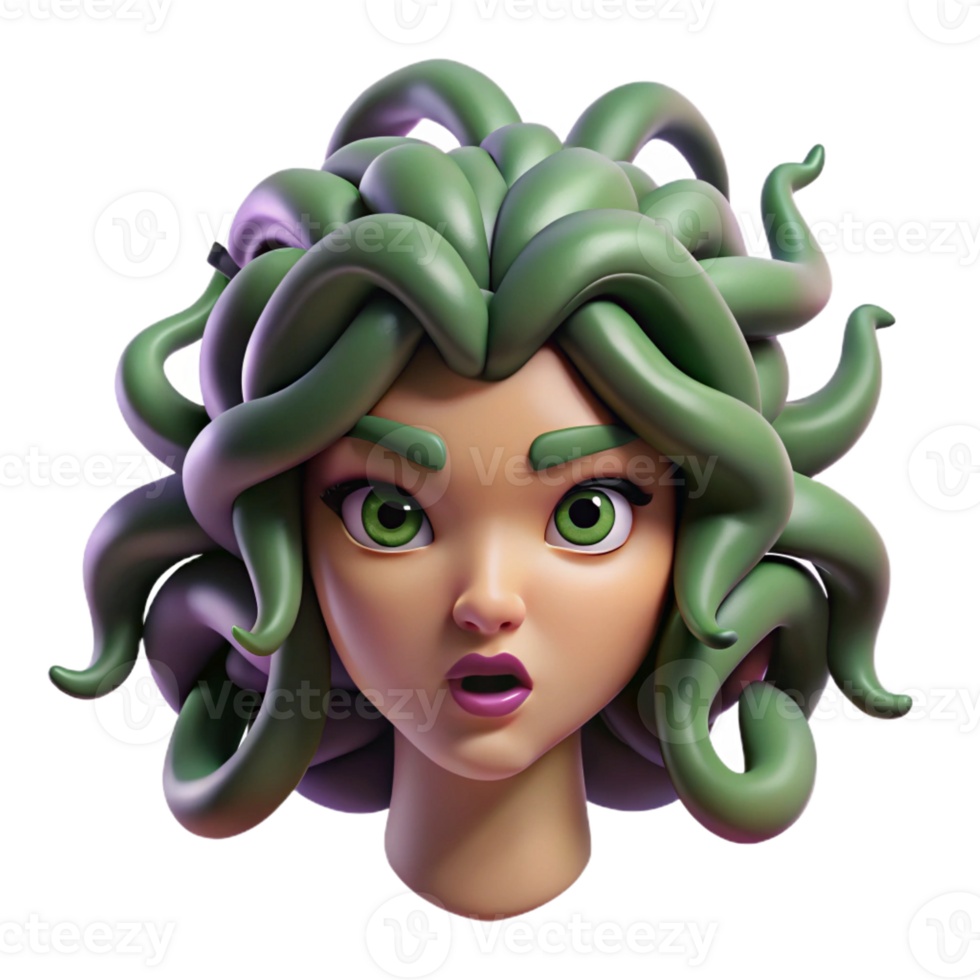 elegant vintage Medusa Her Hair a Writhing Mass of Snake professional png