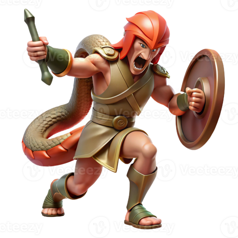 stunning traditional A Stoic Spartan Warrior Battling a Hydra premium png