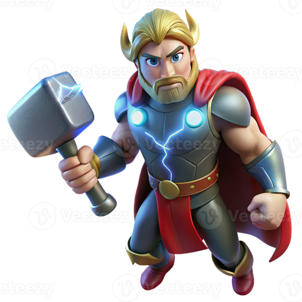 serene minimalist Thor the Norse God of Thunder Wielding M detailed png